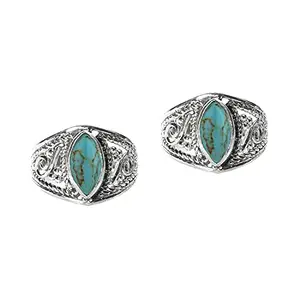 JSAJ 925 STERLING SILVER TURQUOISE STONE TOERING HANDMADE FOR WOMENS