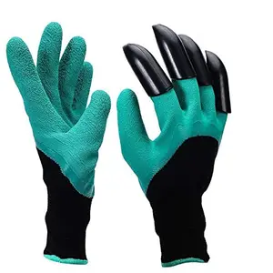 Abstract Heavy Duty Garden Farming Gloves Washable with Right Hand Fingertips ABS Claws for Digging and Gardening (1pair).