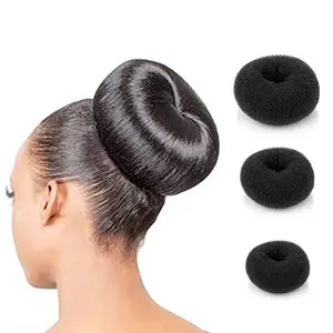 Majik Set Of 3 Pcs Hair Dount For Women And Girls For Bun Hair Styling (Black, Medium) Pack Of 1