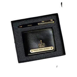 CUSTOMISE STUDIO Men Vegan Leather Wallet Pen Combo - Black