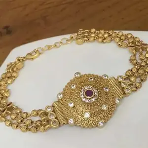 Generic Gold Brass Diva Unique Bracelet/Bangles for Women | Adjustable | Artificial Stones | Size Free Size (2.3-2.5 inch) | B&B_FS_d07eg