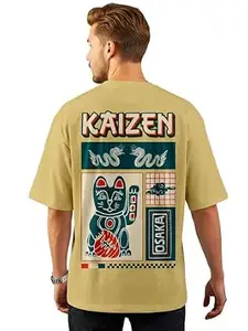 ENCIGER Oversized Cotton T-Shirt for Men Drop Shoulder Printed Graphic Loose Fit Casual Street Style Tee