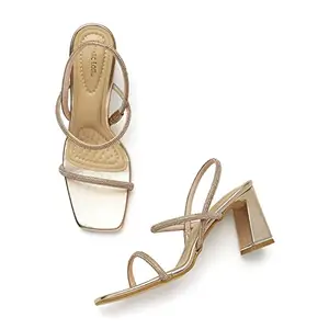 Marc Loire Women's Casual Soft Comfortable Gold Block Heels,size, 4