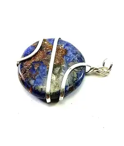 Sodalite Round Healing Pendant Wire Wrapped Pendant