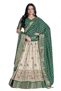 Women's Trending Designeer Tussar Silk Lehenga Choli Print with Foil Work With Unstitched Blouse Patola Print Adorned with Foil Work For Navrati || Wedding