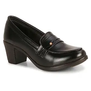 Commander Shoes High Heel Pull on Formal Shoes for Women and Girls (838 7Uk Black)