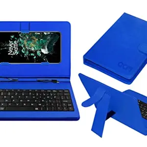 ACM Keyboard Case Compatible with Oneplus 10t Mobile Flip Cover Stand Direct Plug & Play Device for Study & Gaming Blue