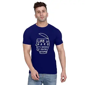 ALLEN BLACK Men's Round Neck T-Shirt, (Dplfstyl_ T-Shirt_ XXL_2275_BZR) Navy Blue