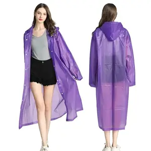 Amazon Brand - Symactive Transparent Long Raincoat Water Resistant Rain Jacket with Adjustable Hood Outdoor Portable Rainwear Poncho for Men Women Travel (Universal, Purple)
