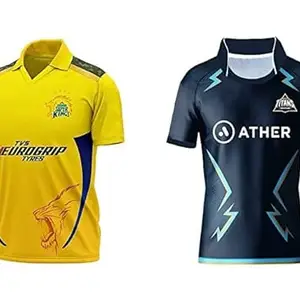 Generic CSK Dhoni 7 Jersey|Chennai Cricket Jersey 2023|Gujarat Cricket Jersey Hardik|Gujarat Cricket Tshirt (Mens & Boys) (9-10Years) Multicolour