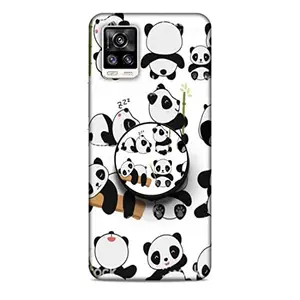 Screaming Ranngers Designer Printed Hard Plastic Matt Finish Mobile Case Back Cover with Mobile Holder for Vivo V20 (Panda/Lazy)