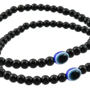AN Traders Designer Divine Black Beads Evil Eye Strechable Anklet for Women and Girls