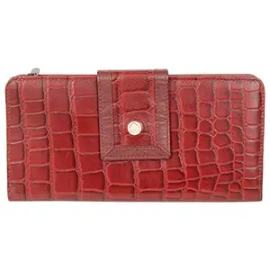 Leatherman Fashion LMN Genuine Leather Women Red Wallet 12 Card Slots