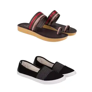 ZENWEAR Extra Soft Classic Casual wear with Flexibility Technology Heel Combo for Women's/Girl's(6143+1680)(8) Multicolor