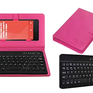 ACM Acm Bluetooth Keyboard Case Compatible with Xiaomi Redmi Note 4g Mobile Flip Cover Stand Study Gaming Pink