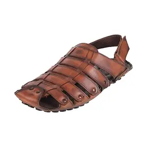Mochi Men Casual Leather Sandal Tan UK/9 EU/43 (18-1492)