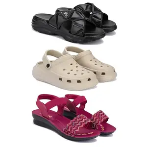 Women's Comfortable Sandal,Casual Lightweight Sandal for Everyday Wear | BT-(3-COMBO)-1889-OO1-1934-6-EURO-37