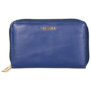 Sassora Genuine Leather Medium Size Blue RFID Protected Women Wallet