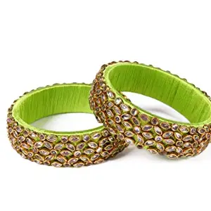 Saumakshi Designs Silk Thread Bangle Kada for women (Light Green) (2.4)