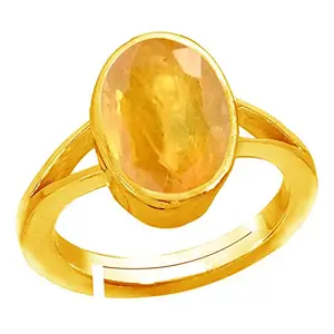 Kirti Sales 10.25 Ratti 9.55 Carat Natural Yellow Sapphire Pukhraj Stone Panchdhatu Adjustable Silver Ring for Men and Women