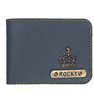 Your Gift Studio Gift Studio Faux Leather Personalized Mens Wallet with Name and Charm (Grey)