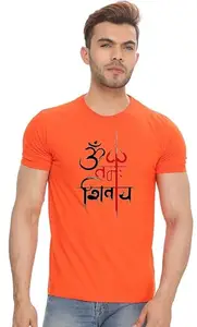 GIFZY Printed Men Round Neck Orange T-Shirt () GF-691_omnamah_OR_M