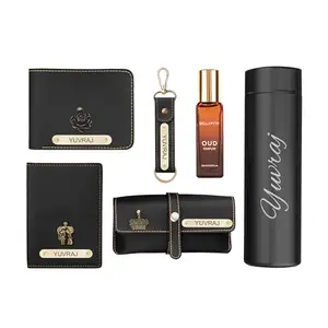 The Wallet Store Personalized Ultimate Travel Essentials Gift Set for Him (Black)