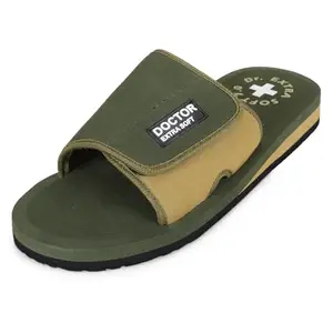 DOCTOR EXTRA SOFT Men's Care Orthopaedic and Diabetic Adjustable Strape Super Comfort Dr Sliders Flipflops and House Slippers for Gent's and Boy's Slides D-51-OLIVE-8 UK