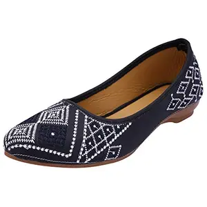 Paradise Shoe Nagra Presents Flat Thread Designing Baillies for Women's/Girls/Ladies (Blue, Numeric_6)