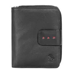 We-Go Genuine Leather Women Wallet with Ziparound Pouch Color Black