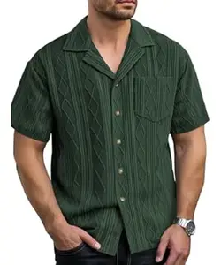 Leriya Fashion Shirt for Man | Mens Casual Shirts | Shirt for Man| Shirts for Mens Stylish |Half Sleeve Button Down Textured Summer Beach Goa Wear Holiday Outfits (Available in Plus Sizes)