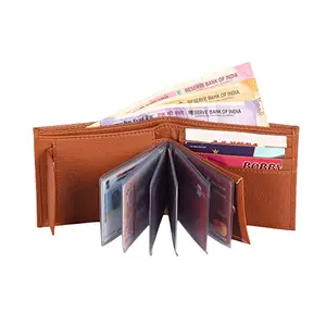ZEVORA Men's Bi-Fold, Leather/Slim Wallets with Detachable Card Slot Case (Tan)