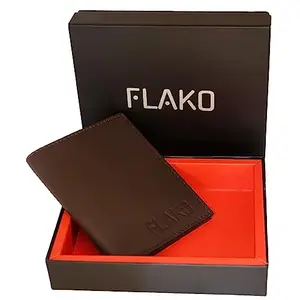 FLAKO Dark Brown Bi-Fold Wallet for Men | Leather | I Extremely Strong Stitching I 6 Card Slots I 2 Secret and 1 Currency Compartments