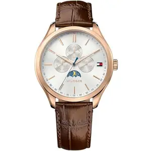 Tommy Hilfiger(トミーヒルフィガー) Tommy Hilfiger Oliver Chronograph White Dial Brown Leather Strap Watch for Men 1791306