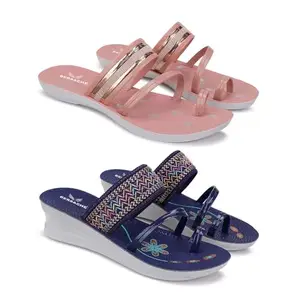 BERSACHE Soft Classic Casual with Regular wear Slippers for Woman | combo-1944-1947 | Size-6 Multicolor