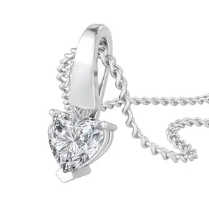 SSJ SRI SHYAM JEWELLERS 925 Sterling Silver Necklace For Women | Heart Cut Diamond Pure Silver Gold Plated Zerconia Pendant For Girls