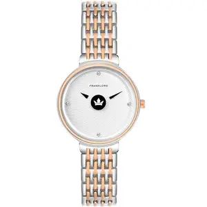 Franklord Elegance Timepiece Invisible Series Analog Watch for Women Rose Gold & Silver Dial Women's Watch Stainless Steel Chain & Diamond Studded Dial Ladies Watch | Water Resistant Women’s Watches