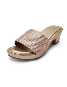Catwalk Women Stylised Open Back Platforms | For Women & Girls (ROSE GOLD,5 UK)