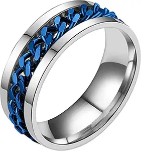 Kanak Jewels Forever Love Band Rings Women Ring Engagement Rings Silver Blue Infinity Ring Stainless Steel Silver Plated Ring (18)