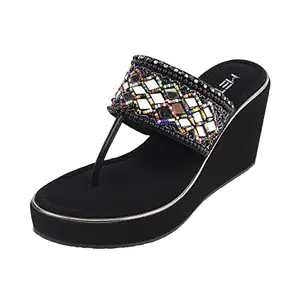 Metro Women Black Synthetic Sandals, EU/37 UK/4 (35-38)
