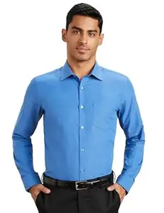 Amazon Brand - Symbol Men's Cotton Rich Formal Shirt | Plain | Full Sleeve - Regular Fit (Available in Plus Sizes)