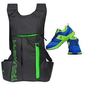 Gowin Bright Blue/Green Size-6 with Triumph Back Bag Alpha Pro-6003 Black/Lime