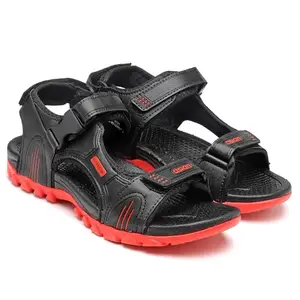 ASIAN Men's Sports Sandals for Men I Casual Sports Sandals for Boys with Phylon Technology Sole for Extra Jump I Sports Running Walking Sandals for Men's & Boy's | Vistara-06 Black RED