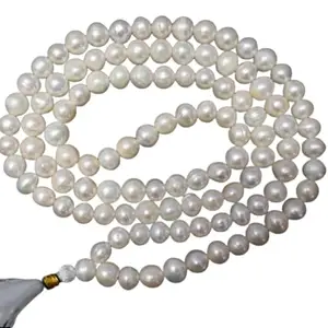 Pearl Mala 108 Beads Original With IGL Lab Certified Natural पर्ल माला Sacche Moti Mala For Women Preicous South Sea Pearl Mala Lone Safed Moti Ki Mala A1 पर्ल माला For Unisex By GemsHouse