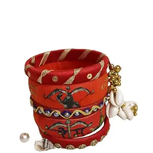 NISHQ Ram ji Ayodhya Bangles | Handicrafts Fabric Thread Bangle Kada For Women Girls | 5 PC Set Wedding & Festive Occasion | Handmade Unique Bangle Set (2.6)