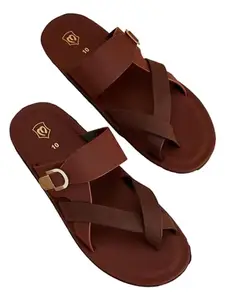 Manyavar Dark Brown Men's Ethnic Sandals|Men's Ethnic Jutti | Flip-Flops| Sandals for Men