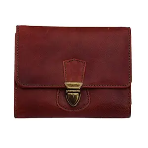 MANDAVA Genuine Leather Wallet for Women | Womens Wallets RFID Blocking | Slim Trifold Ladies Purse - Handmade Top Grain Wallet with Push Lock (Brown)
