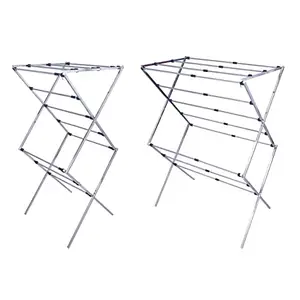 LIVINGBASICS LIVINGBASICS Stainless Steel Expandable & Foldable Clothes Drying Stand/Cloth Dryer Stands/Laundry Dry Rack for Indoor/Outdoor/Balcony (X Model, Plain)