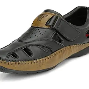 FASHION VICTIM Men's 2220 Black Synthetic leather Velcro Sandal - 13 UK