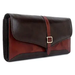 Bag Pepper Genuine Leather Wallet with 2 Zip Compartments and Back Zip Pocket,Multiple Card Slots